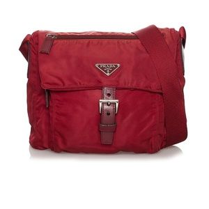 Prada Red Tessuto Nylon Leather Crossbody Bag